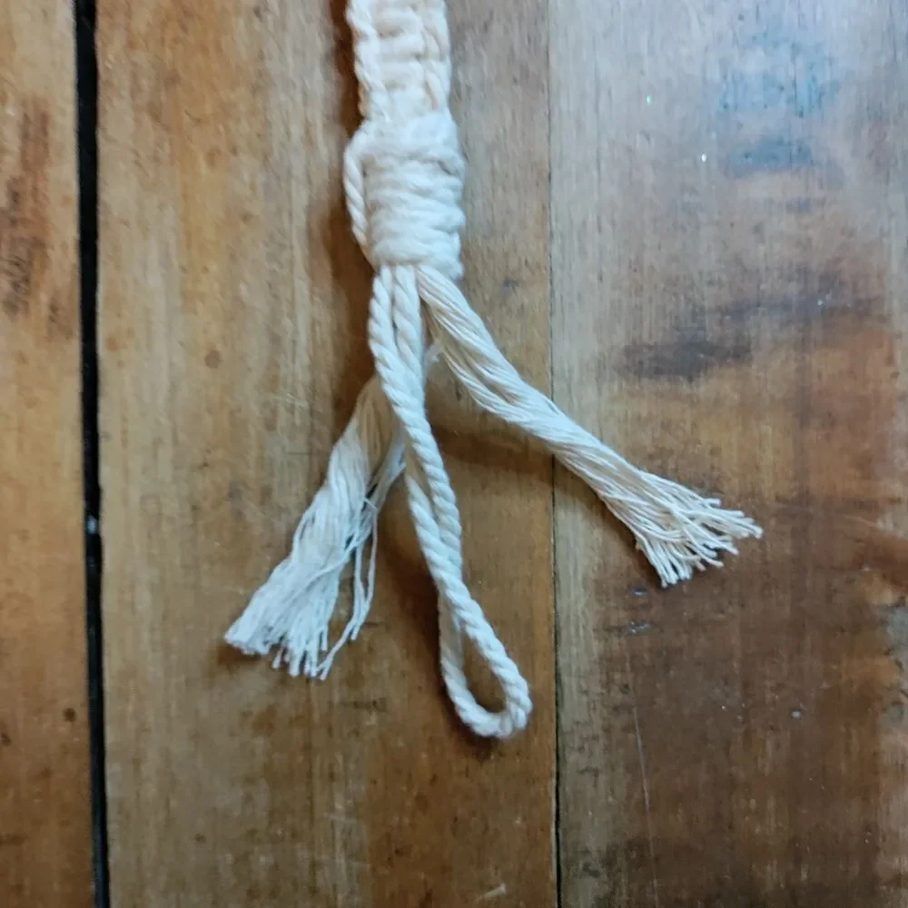 Baby teething ring pacifier clip handmade handwoven cream wooden ring new